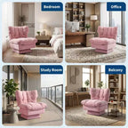 Fauteuil pivotant moderne avec coussins épais touffetés - Fauteuil d'appoint en chenille rotatif à 360°, chaise de lecture ergonomique pour le salon et la chambre à coucher
