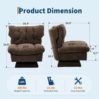 Fauteuil pivotant moderne avec coussins épais touffetés - Fauteuil d'appoint en chenille rotatif à 360°, chaise de lecture ergonomique pour le salon et la chambre à coucher