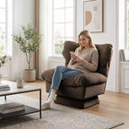 Fauteuil pivotant moderne avec coussins épais touffetés - Fauteuil d'appoint en chenille rotatif à 360°, chaise de lecture ergonomique pour le salon et la chambre à coucher