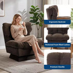 Fauteuil pivotant moderne avec coussins épais touffetés - Fauteuil d'appoint en chenille rotatif à 360°, chaise de lecture ergonomique pour le salon et la chambre à coucher