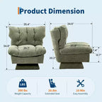 Fauteuil pivotant moderne avec coussins épais touffetés - Fauteuil d'appoint en chenille rotatif à 360°, chaise de lecture ergonomique pour le salon et la chambre à coucher