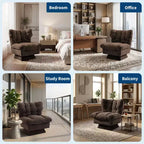 Fauteuil pivotant moderne avec coussins épais touffetés - Fauteuil d'appoint en chenille rotatif à 360°, chaise de lecture ergonomique pour le salon et la chambre à coucher