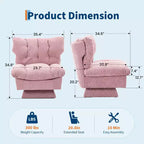 Fauteuil pivotant moderne avec coussins épais touffetés - Fauteuil d'appoint en chenille rotatif à 360°, chaise de lecture ergonomique pour le salon et la chambre à coucher